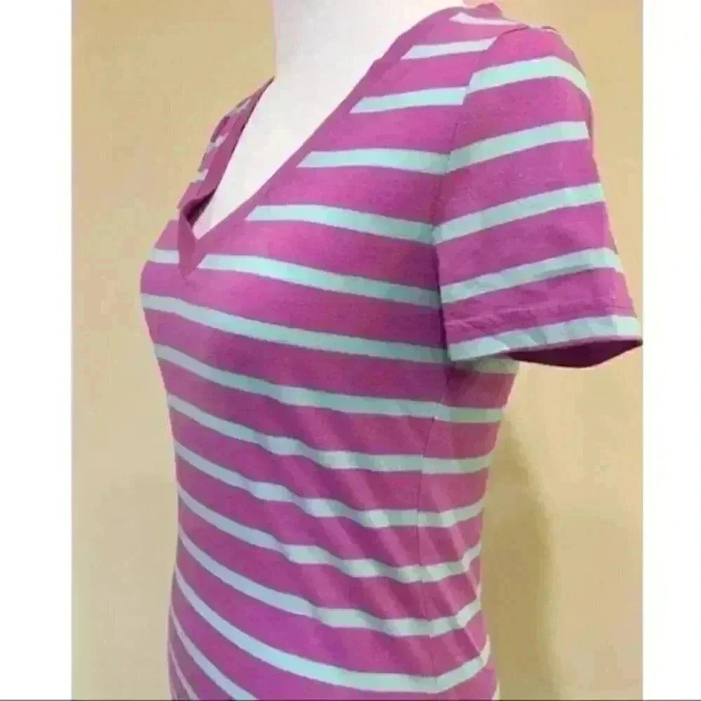 Mossimo Top Size SP Blue Purple Striped V-neck - Picture 6 of 7